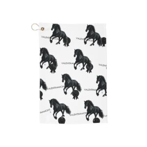 Argentine Escarapela & Black Horse Pattern Golf Towel — Monogram Edition